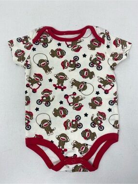 Baby Starters Cream Bodysuit with Red-Trim Sock Sport Monkey Print 0-3 Months